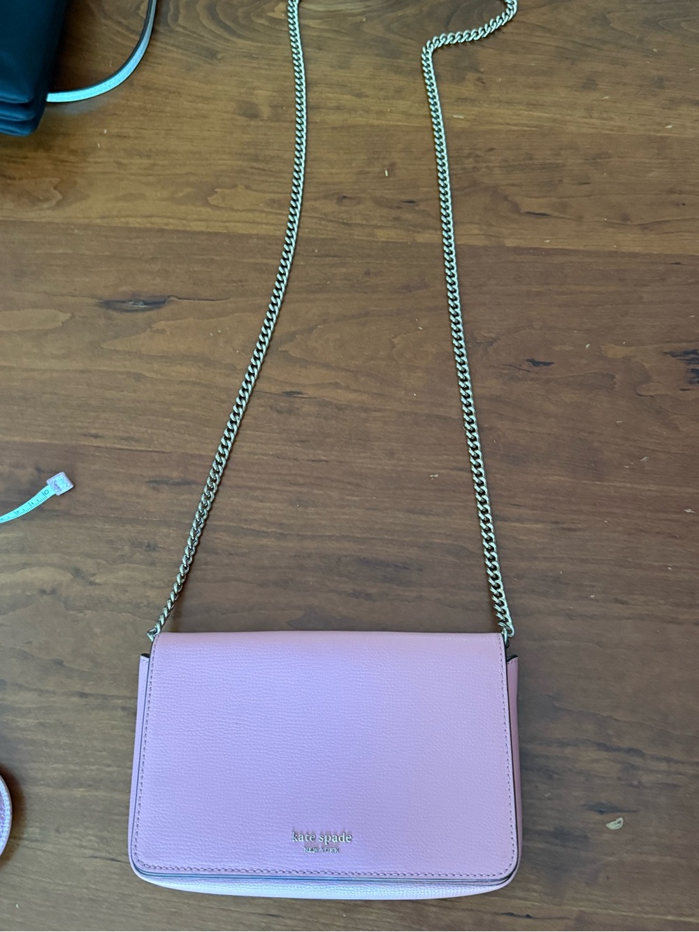 kate spade pink Leather Crossbody with Gold Chain